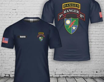Custom name US Army 3rd Ranger Battalion 3D T-Shirt - Long Sleeve Shirt - Tank top -  Short Sleeve