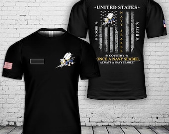 Custom Name Once a  Seabee , Always a  Seabee T-Shirt 3D - Long Sleeve Shirt - Tank top -  Short Sleeve