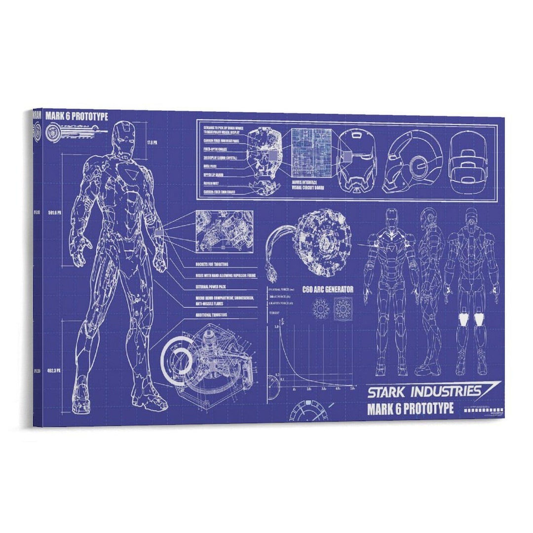 Iron Man Blueprint Poster, Stark Industries Wall Art - Etsy