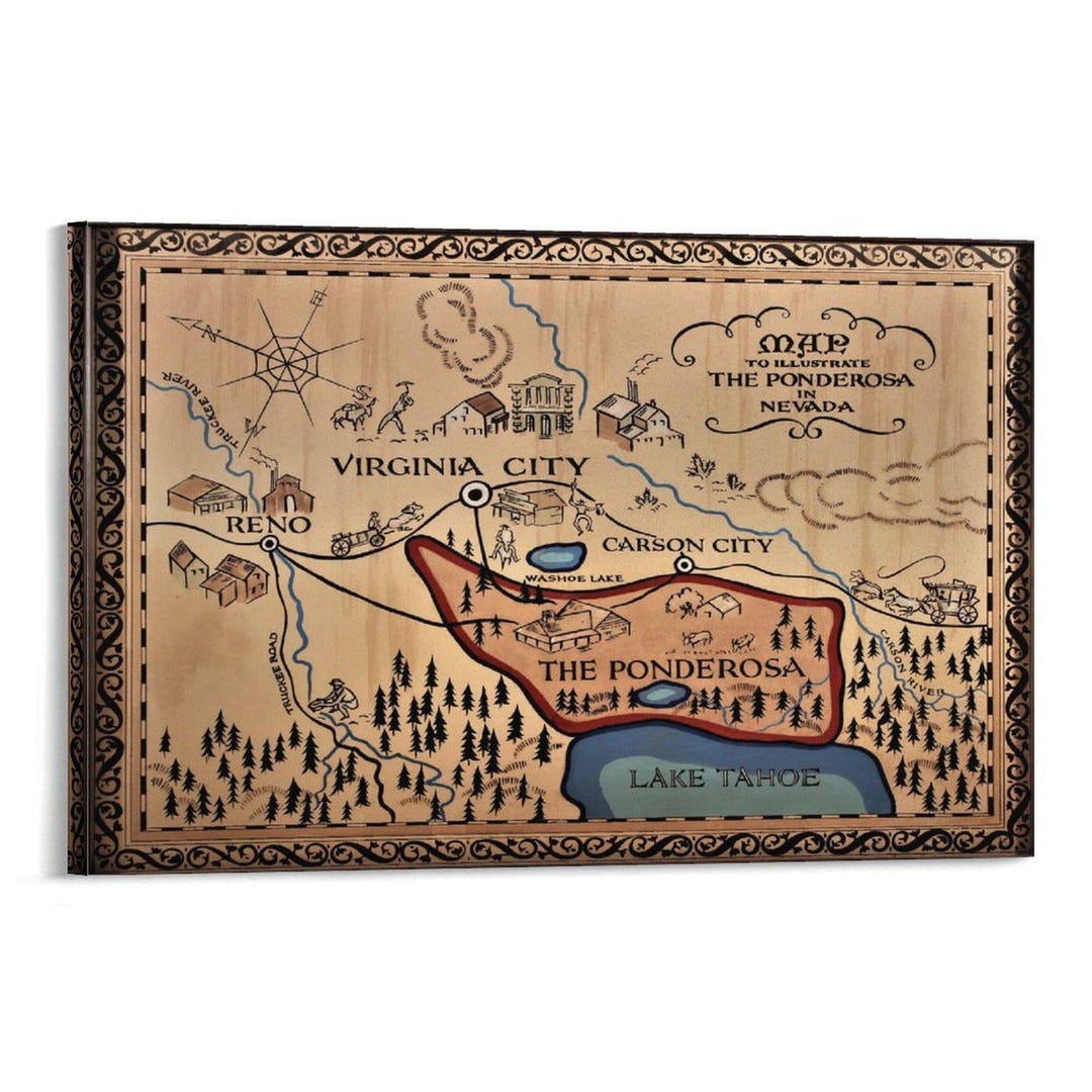 Bonanza Western Ponderosa Map Poster Wall Art Poster Picture Print ...