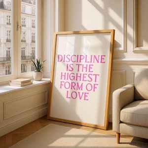 自己規律ウォールアート - 規律は愛の最高の形 - モチベーションを高める名言プリント、自尊心ポスターギフト、デジタルダウンロード