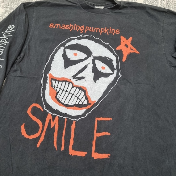 Smashing Pumpkins Vintage Band T Shirt Smile Graphic Print Long