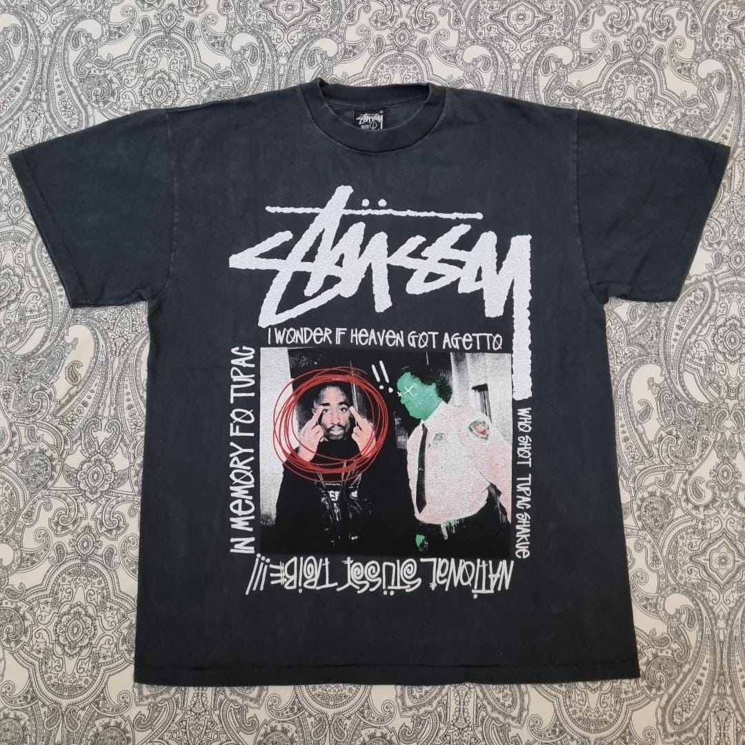 Vintage Stussy X 2pac T Shirt Large Raptee Hip-hop Streetwear - Etsy