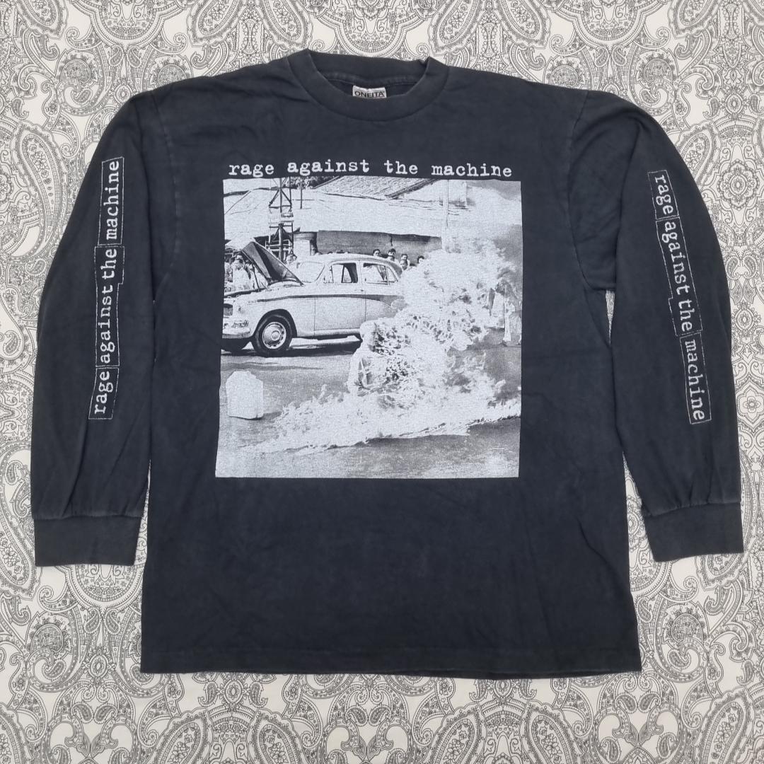 RAGE AGAINST THE MACHINE ロンT 2XL Rage Against the Machine Vintage Band T-shirt Burning Monk Large
