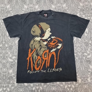 ヴィンテージKorn Tシャツ Follow The Leader シングルステッチ ジャイアントタグ ラージプリントTシャツ