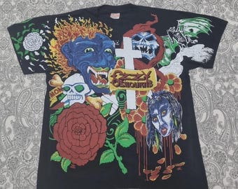 Camiseta vintage de Ozzy Osbourne, camiseta grande de banda de metal, gráfico OVP de Black Sabbath