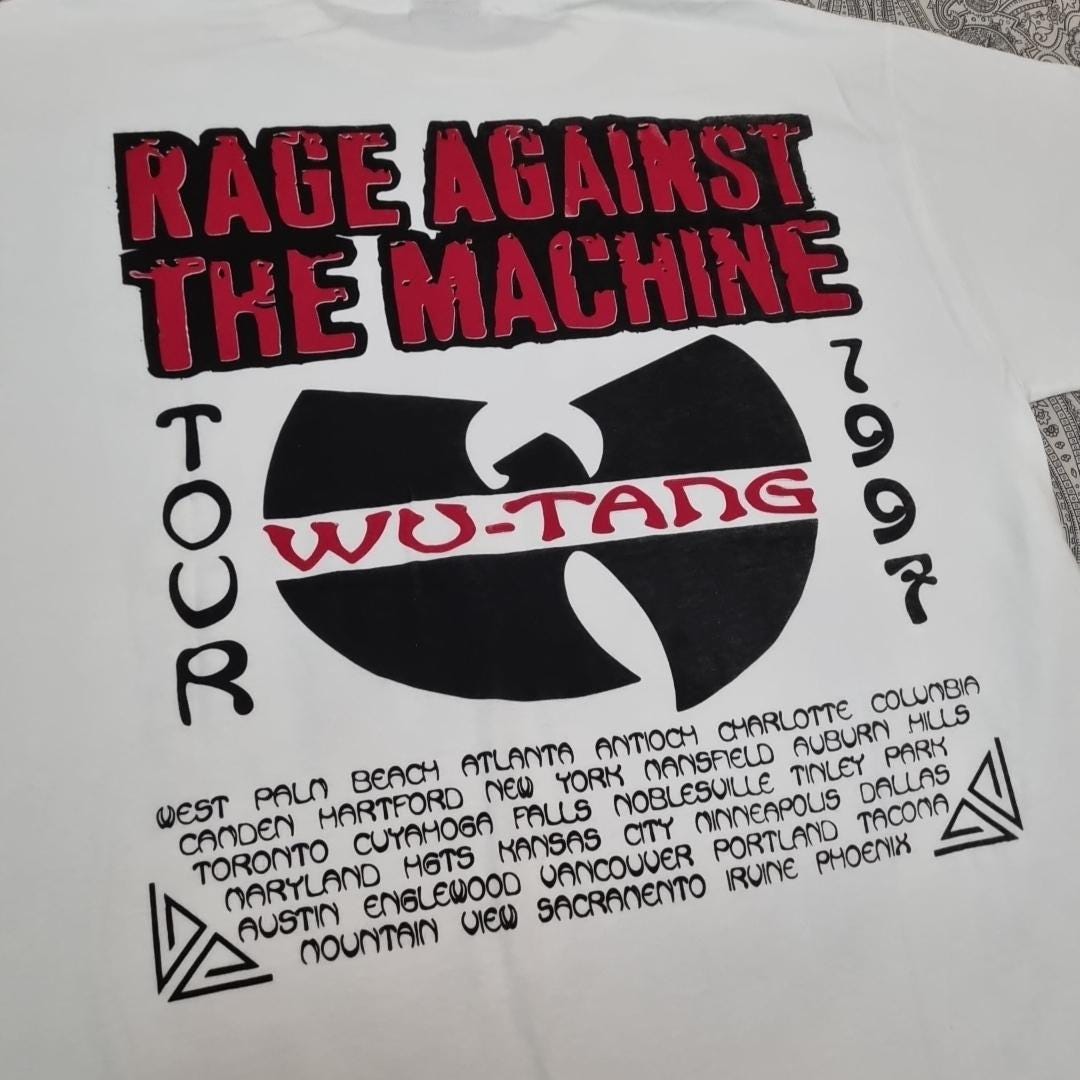 Vintage Rage Against the Machine Wu Tang T-shirt 1997 Tour Graphic