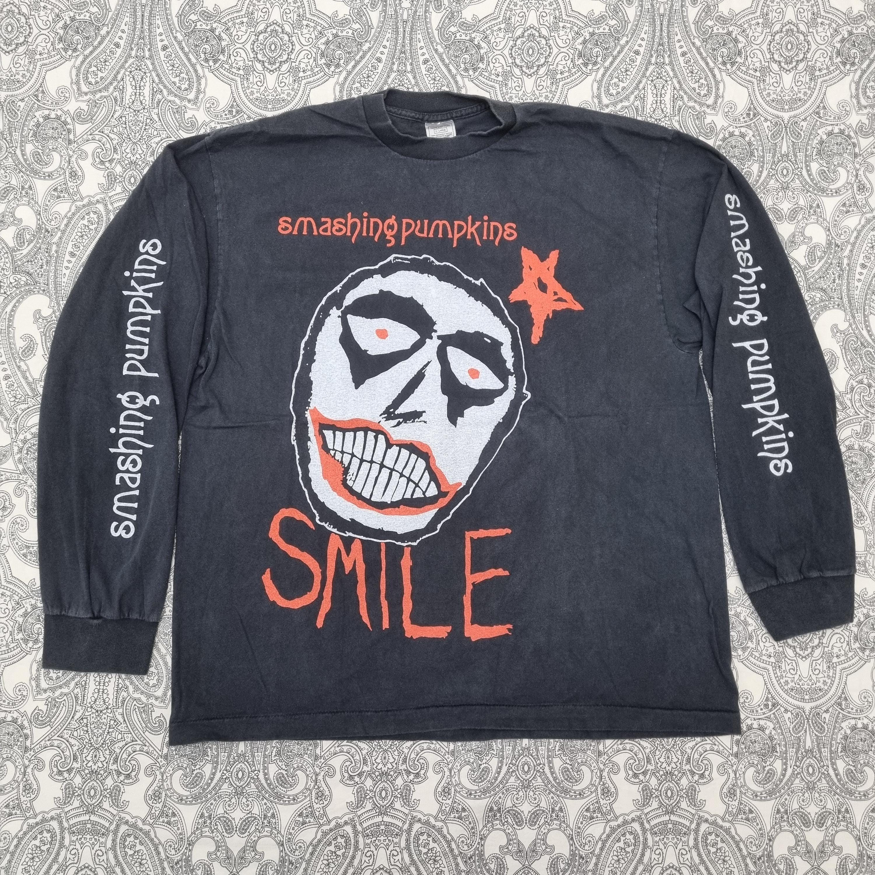 Smashing Pumpkins Vintage Band T Shirt Smile Graphic Print Long