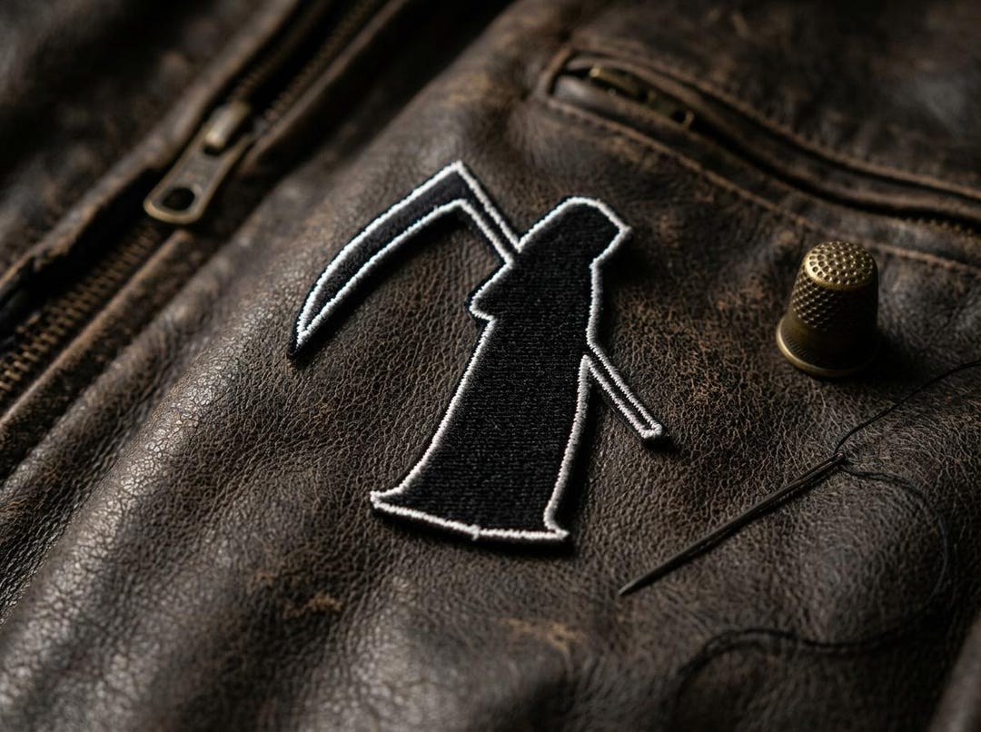 Grim Reaper Embroidered Patch - Minimalist Death Iron on Patch, Gothic ...