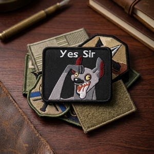 Yes Sir Hyena Patch, Funny Crazy Hyena Military Salute Embroidered Iron On, Sarcastic Tactical Applique for Jacket Bag, Cool Meme Gift DIY