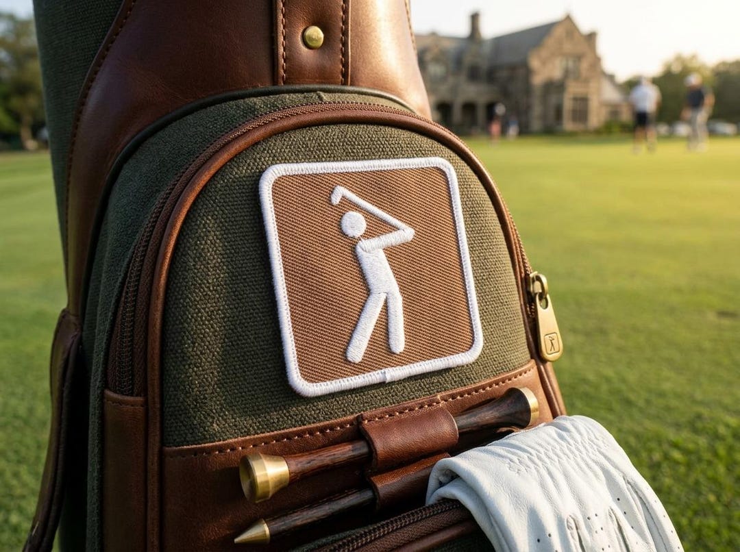 Golf Player Embroidered Patch - Brown Golfer Iron on Patch, Sports ...