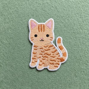 Orange Tabby Cat Patch, Cute Ginger Kitten Embroidered Badge, Calico Cat Lover Gift, Iron On Animal Applique, Kawaii Feline Backpack Decor