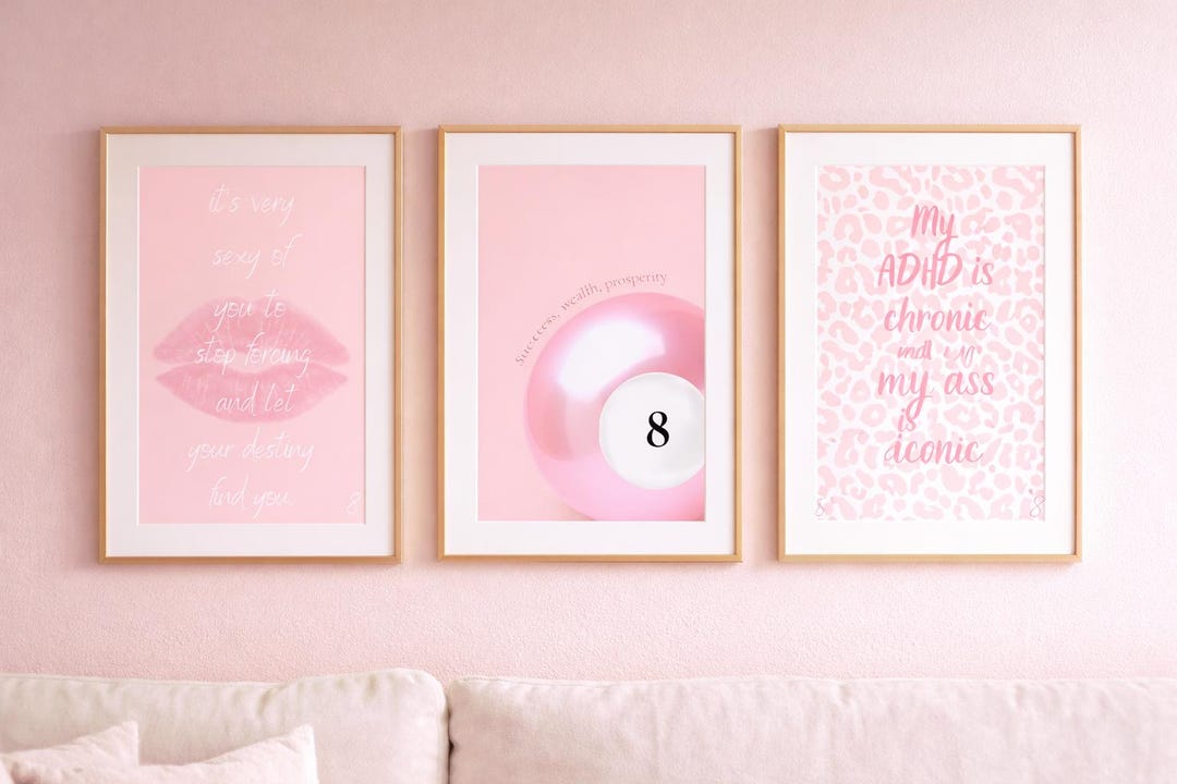 Pink Power Trio – Motivational Quote Wall Art Set - Etsy