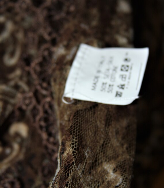 Silk Lace Scarf / Shawl - Brown Floral Animal Pri… - image 7
