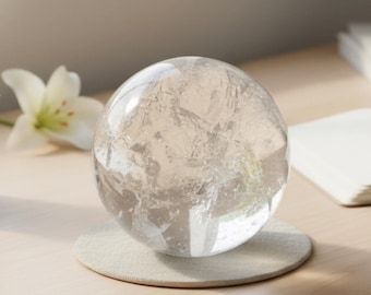 Large Clear Quartz Crystal Sphere | Polished Quartz Ball for Home Decor & Gift