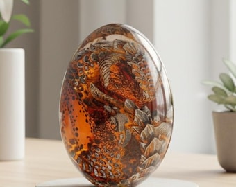 Transparent Resin Dragon Egg Statue | Crystal Lava Dinosaur Decor Gift