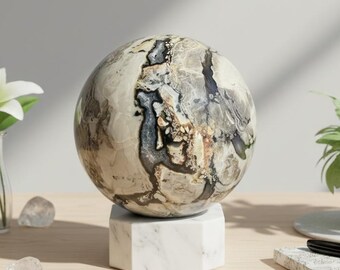 Volcanic Agate Sphere | UV Reactive Fluorescent Crystal Ball Decor