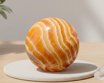 Yellow Calcite Sphere – Natural Crystal Ball Home Decor