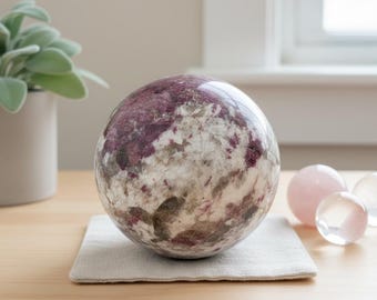 Plum Blossom Tourmaline Ball – Crystal Sphere Home Decor