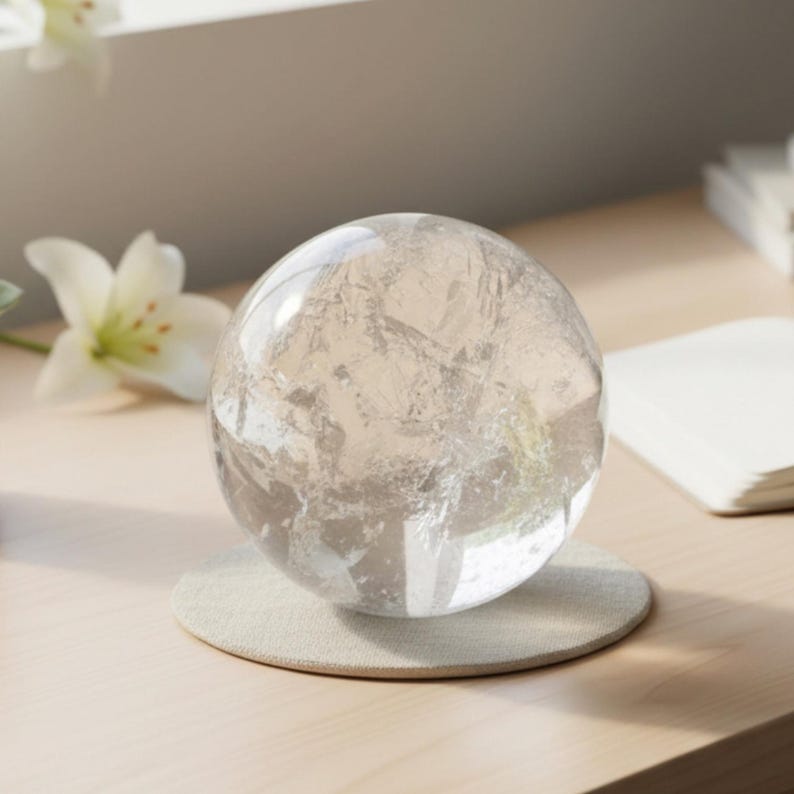 Large Clear Quartz Crystal Sphere | Polished Quartz Ball for Home Decor & Gift bild 1