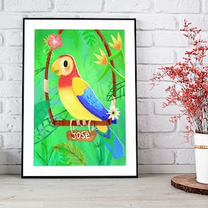 Enchanted Tiki Room Parrot inspired Art Print- Digital instant download