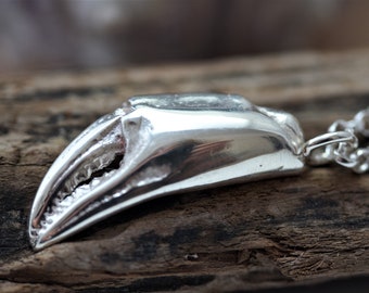Large silver crab claw pendant necklace