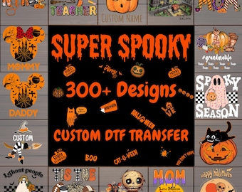 Transferencia DTF personalizada de Halloween vintage, transferencia personalizada para camisetas espeluznantes, lista para planchar.