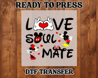 Diseño de Mickey Minnie Disney para San Valentín, diseño de amor, alma gemela, DTF, listo para transferir, prensar, planchar, 2026, uso doméstico