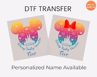 Disney Family Vacation 2026 Personalized DTF Bundle | Matching Family T-Shirt Heat Transfer |