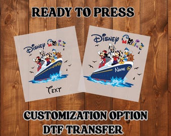 Diseño de ropa con impresión térmica personalizada por transferencia DTF para Disney Cruise Ready Press