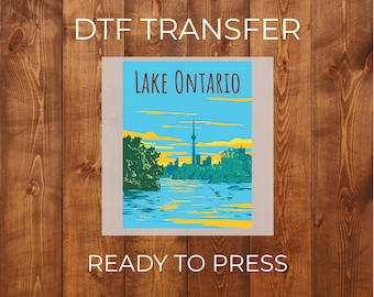 Diseño DTF del horizonte de Toronto y el lago Ontario, listo para imprimir (diseño canadiense).