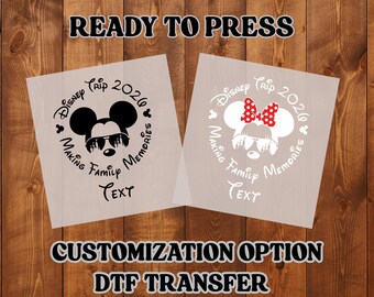 Diseño de camiseta personalizada con estampado térmico, lista para transferencia, para viajes a Disney 2026 (recuerdos familiares)