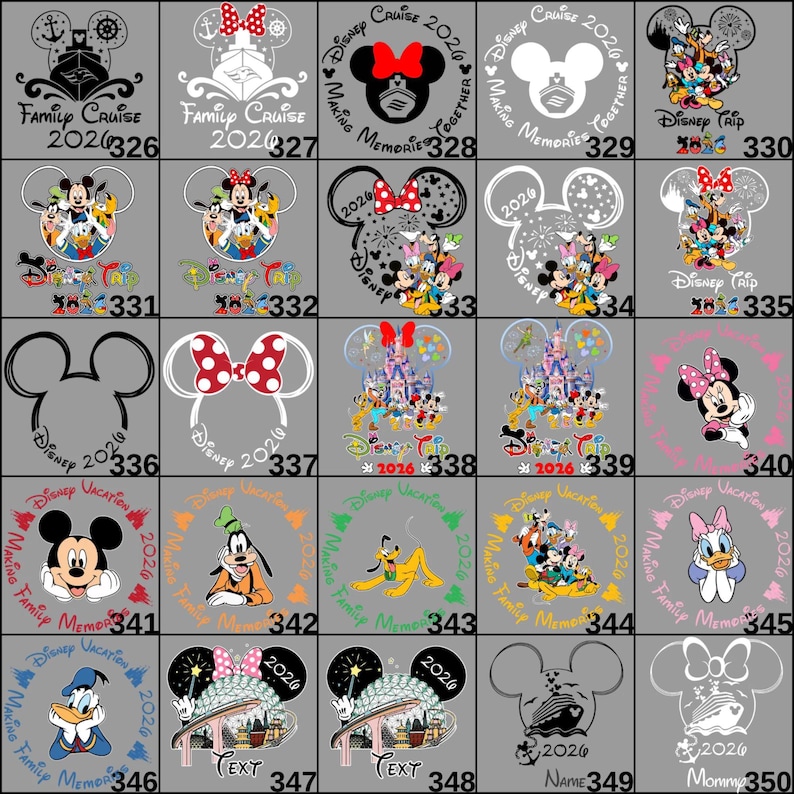 Ready to press Disney DTF transfer designed for Mickey and Minnie family trip themes. Suitable for tee shirts, sweatshirts, and hoodies, this Disneyland group decal is perfect for custom travel apparel and family matching Disney outfits.