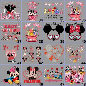 Detailed grid showing additional Valentine DTF transfer options with romantic illustrations and playful love messages. This image emphasizes bundle depth and selection, helping buyers understand they receive many usable designs for Valentine’s Day apparel, DIY shirt making, and small business heat press production.