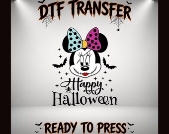 Transferencia Disney Minnie Feliz Halloween, lista para imprimir.