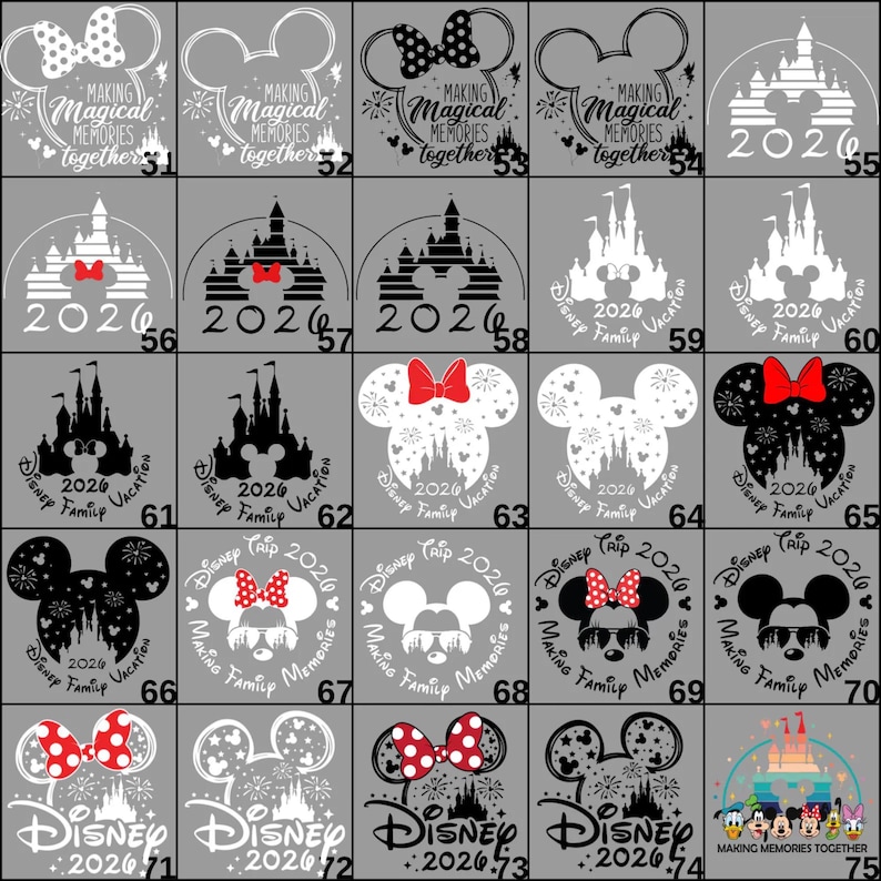Disneyland group DTF transfer featuring Mickey and Minnie in a fun family trip concept. This Disney DTF transfer is ready to press and suitable for tee shirts, hoodies, and sweatshirts. Perfect for creating matching family outfits, group travel shirts, and custom Disney vacation apparel using heat press.