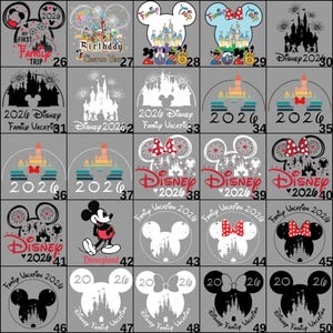 Mickey and Minnie family trip DTF transfer created for Disney inspired apparel. This ready to press Disney DTF decal works perfectly on tee shirts, sweatshirts, and hoodies, making it ideal for Disneyland group trips, family matching outfits, and custom vacation clothing with long lasting vibrant print results.