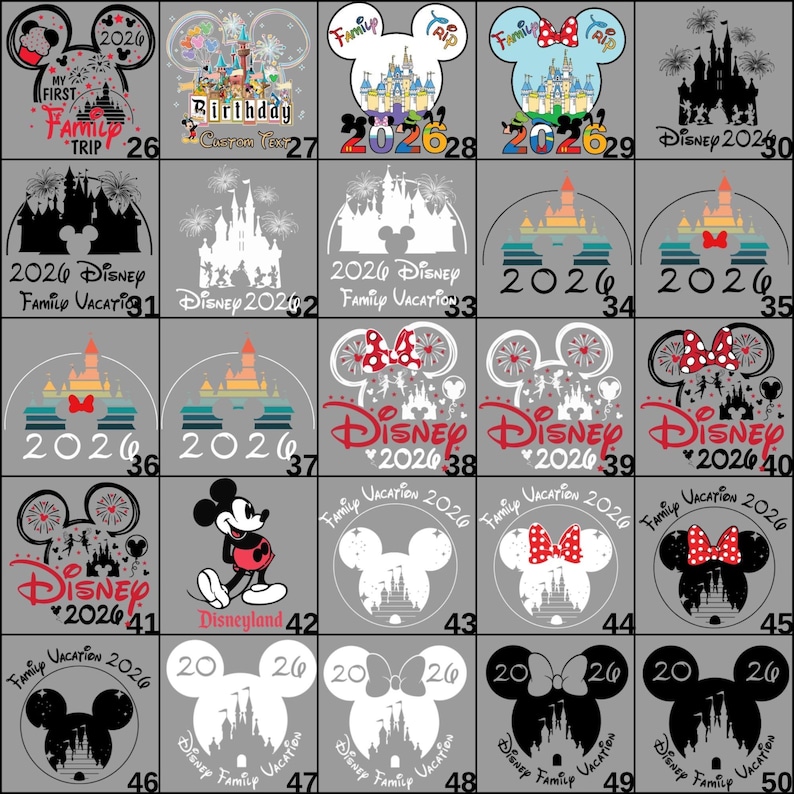 Mickey and Minnie family trip DTF transfer created for Disney inspired apparel. This ready to press Disney DTF decal works perfectly on tee shirts, sweatshirts, and hoodies, making it ideal for Disneyland group trips, family matching outfits, and custom vacation clothing with long lasting vibrant print results.