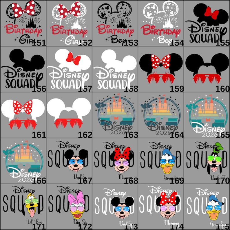 High resolution Disney DTF transfer featuring Mickey and Minnie in a family trip theme. Ready to press for tee shirts, hoodies, and sweatshirts, this Disneyland group DTF is ideal for family vacations, group travel outfits, and creating matching Disney inspired clothing with ease.