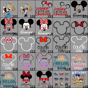 Disney DTF transfer artwork for Mickey and Minnie family trip designs, created for tee shirts, hoodies, and sweatshirts. This Disneyland group DTF is ready to press and delivers bright colors and durable results, making it ideal for family matching shirts and custom travel apparel projects.