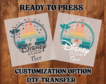 Transferencia DTF personalizada de Disney Family Vacation 2026 / Plancha lista para planchar / Camisetas a juego / Personalizada