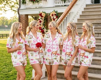 Run for the Roses Pajamas – Horse Racing Sleepwear – Southern Belle Equestrian Gift Set for Her
