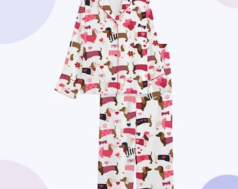 Pijama para mujer con estampado de perro salchicha: ropa de dormir de una pieza para amantes de los perros