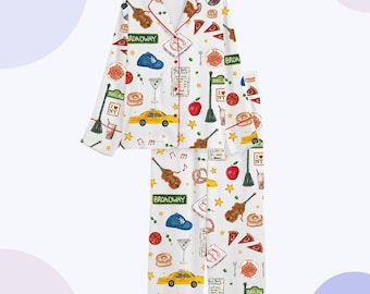 ニューヨークプリントのパジャマセット、バケーション用寝間着、旅好きへのギフト