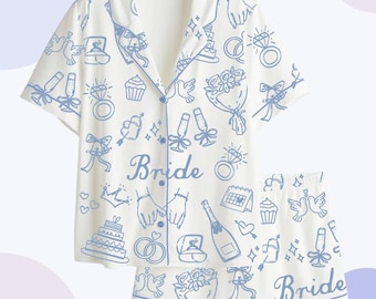 Bride Pajama Set – Wedding Doodles, Bachelorette Sleepwear