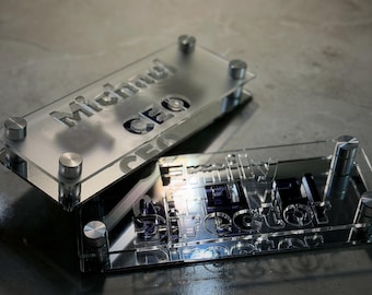 Placa de nombre de escritorio personalizada en coreano e inglés/letrero acrílico 3D en relieve, decoración moderna de oficina