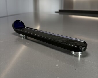 Escritorio de acrílico ahumado con fibra de carbono, escultura de arte moderno, accesorio industrial para el hogar.