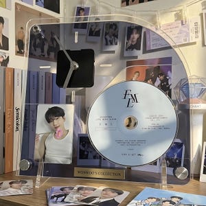 Kpop CD Photocard Display Clock | Acrylic Album Frame Stand Silent Desk Clock Decor