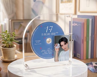 Soporte de exhibición de acrílico para CD de Kpop con soporte para photocards