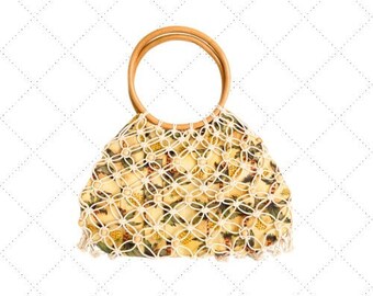 Tropical Summer Handbag - Yellow & Green Palm Tree and Pineapple Print